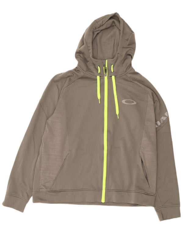 Oakley Sudadera con capucha y cremallera gráfica para hombre XL Gris