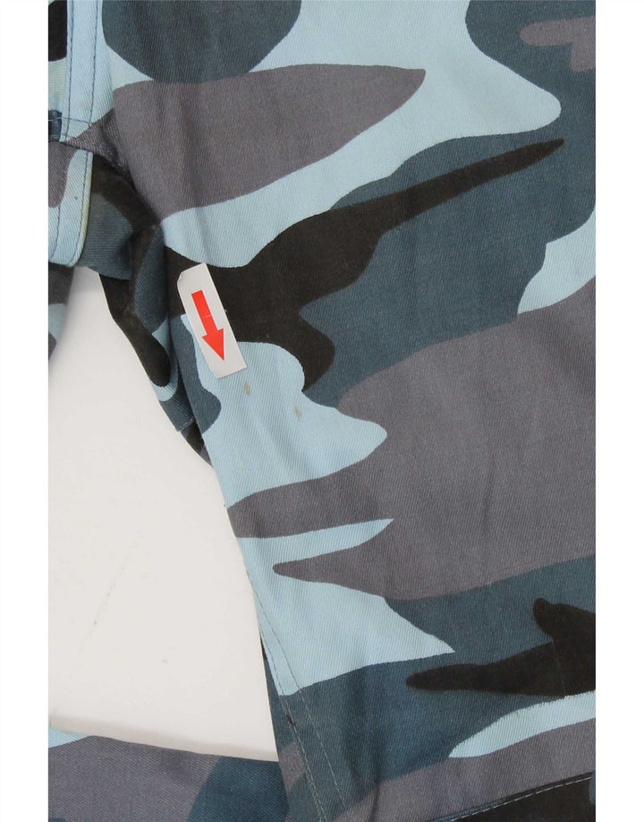Pantalón cargo vintage para hombre de corte regular W30 L32 Poliéster de camuflaje azul