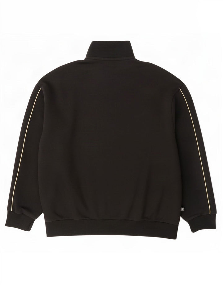 Puma Hombre Zip Neck Sudadera Jumper Pequeño Algodón Negro