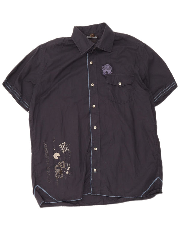 Napapijri Camisa gráfica de manga corta para hombre XL Azul marino Algodón