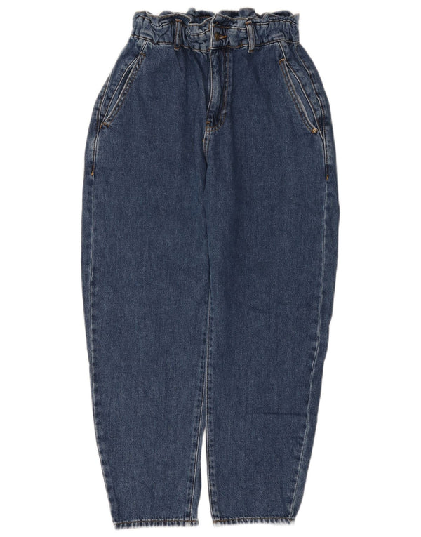 ZARA Vaqueros cortos de cintura alta y corte holgado para mujer EU 38 Small W28 L25 Azul