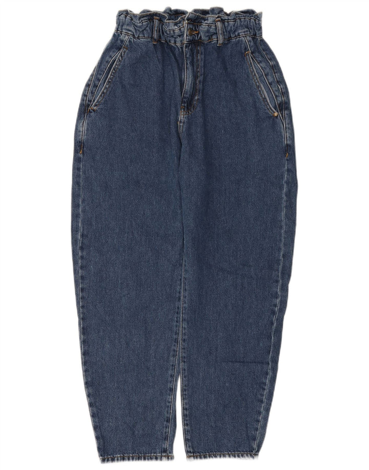 ZARA Vaqueros cortos de cintura alta y corte holgado para mujer EU 38 Small W28 L25 Azul