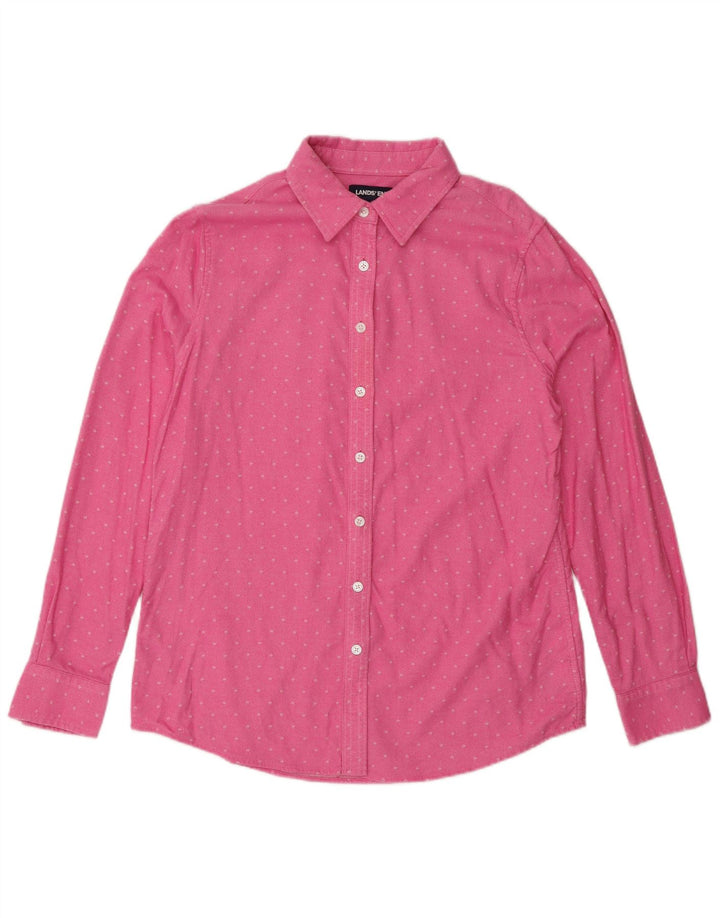 LANDS END Camisa para mujer UK 40 Algodón con lunares rosas medianos