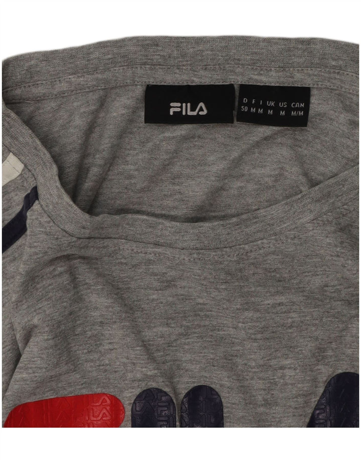 FILA Camiseta gráfica para hombre Top de algodón moteado gris medio