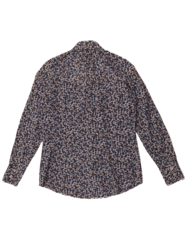 Camisa Fred Perry Mujer UK 44 Algodón Floral Azul Medio