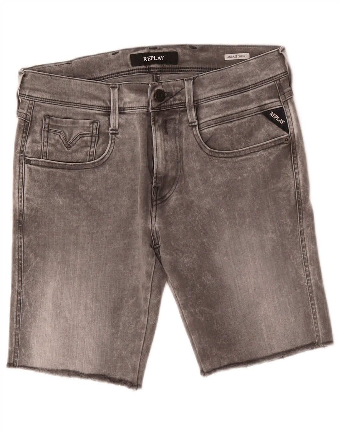 REPLAY Pantalones cortos vaqueros Anbass para hombre W29 Algodón gris medio
