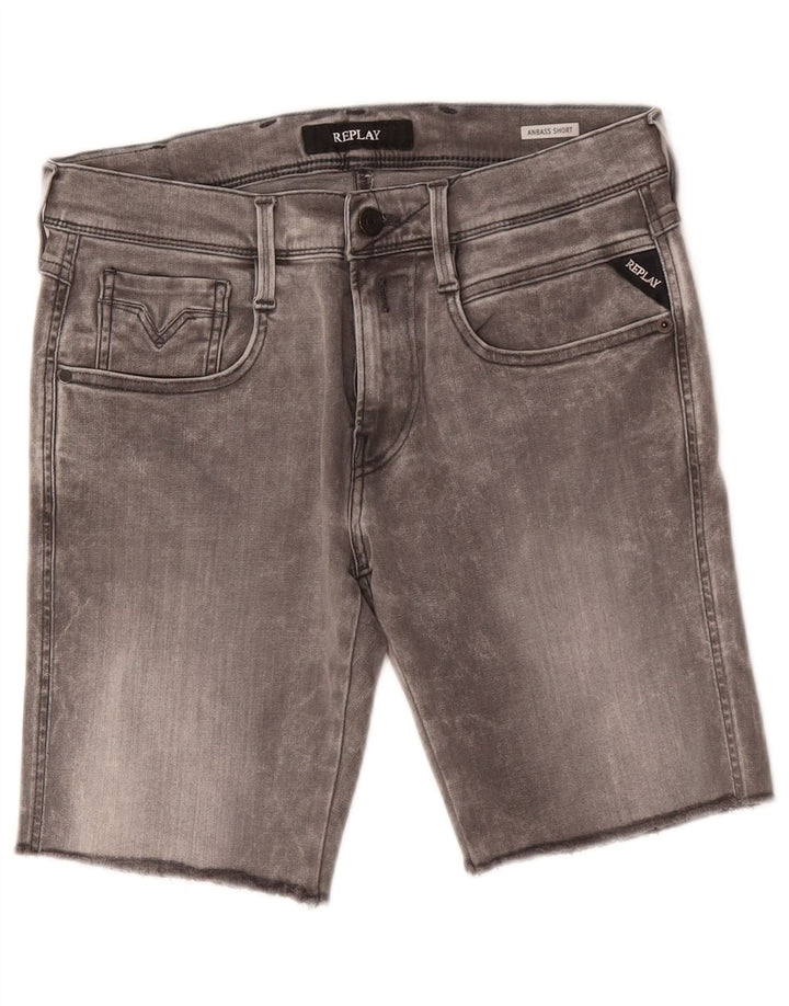 REPLAY Pantalones cortos vaqueros Anbass para hombre W29 Algodón gris medio
