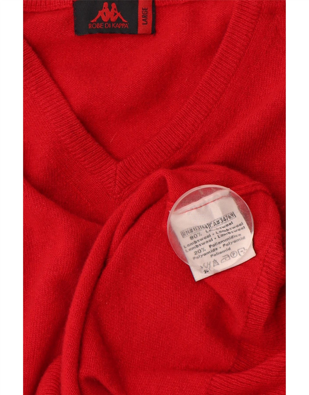 Kappa Hombre Jersey Con Cuello En V Jersey De Lana De Cordero Rojo Grande
