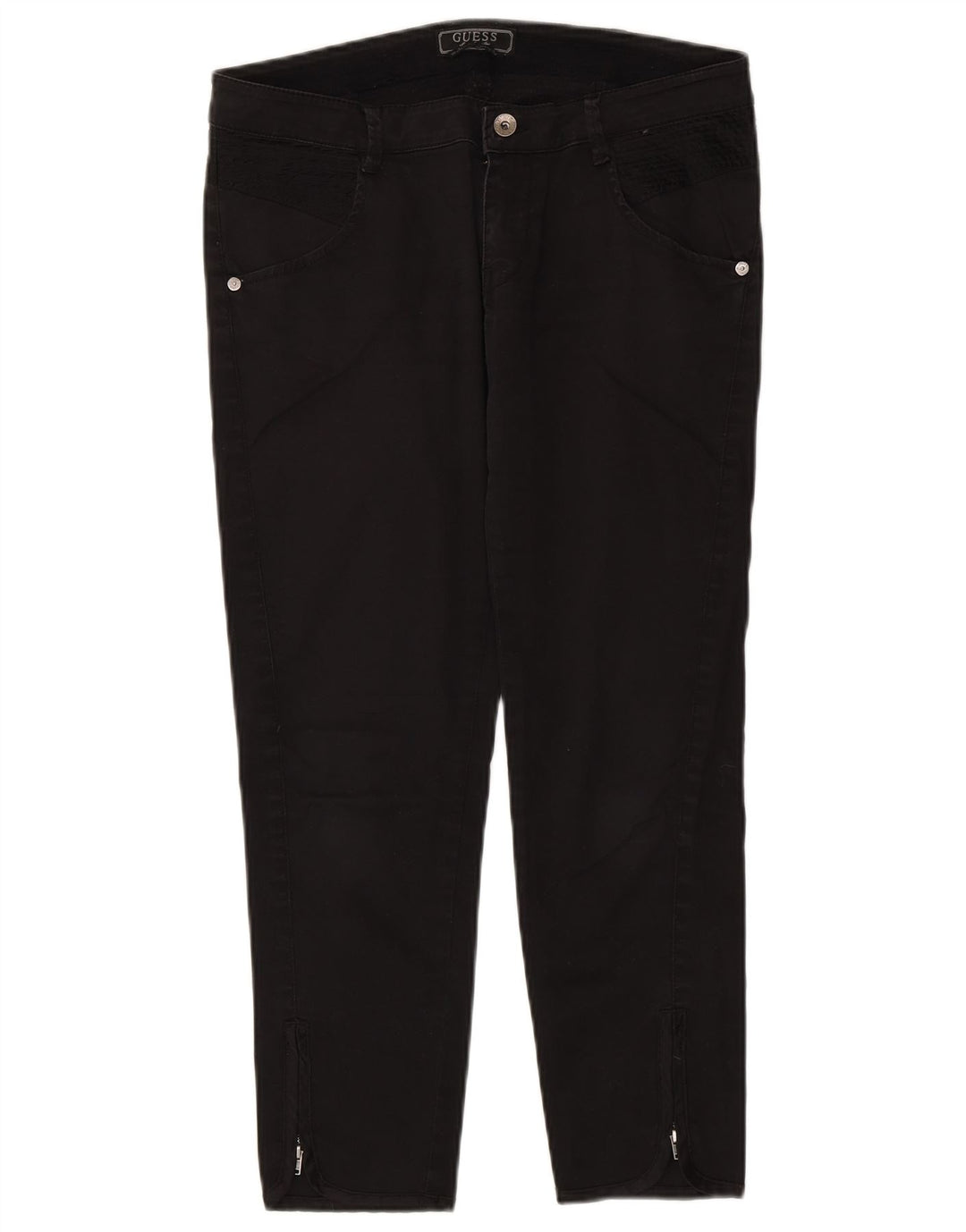 Pantalones Cortos Guess Mujer W30 L25 Algodón Negro