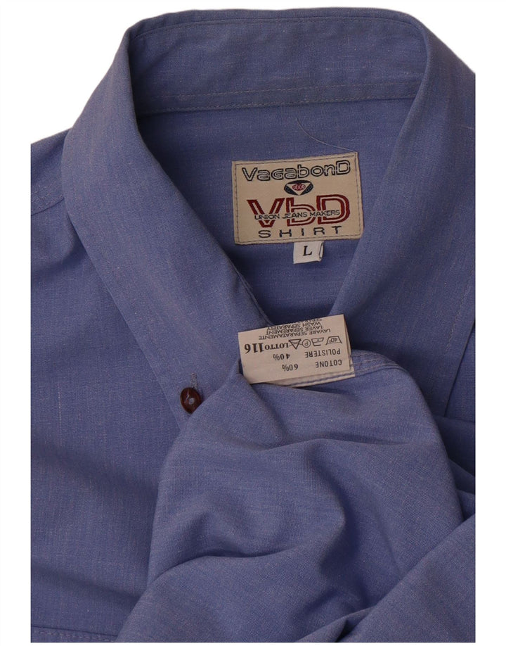 Vagabond Camisa Hombre Grande Azul Algodón