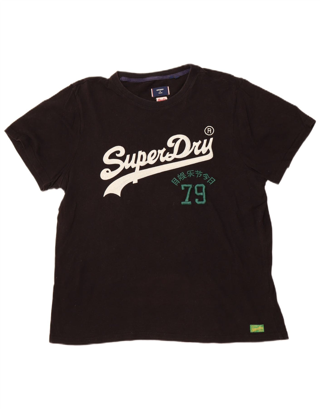 SUPERDRY Camiseta gráfica para hombre Top 2XL Algodón negro