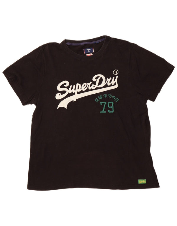 SUPERDRY Camiseta gráfica para hombre Top 2XL Algodón negro