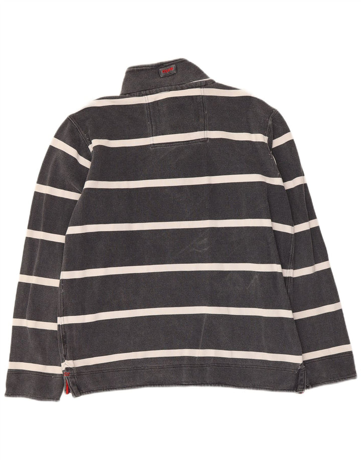 Crew Clothing Sudadera con Cuello y Botones para Hombre Jersey pequeño de algodón a Rayas Gris