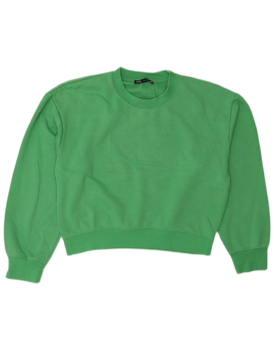 Zara Mujer Crop Oversize Sudadera Jumper UK 10 Small Verde Poliéster