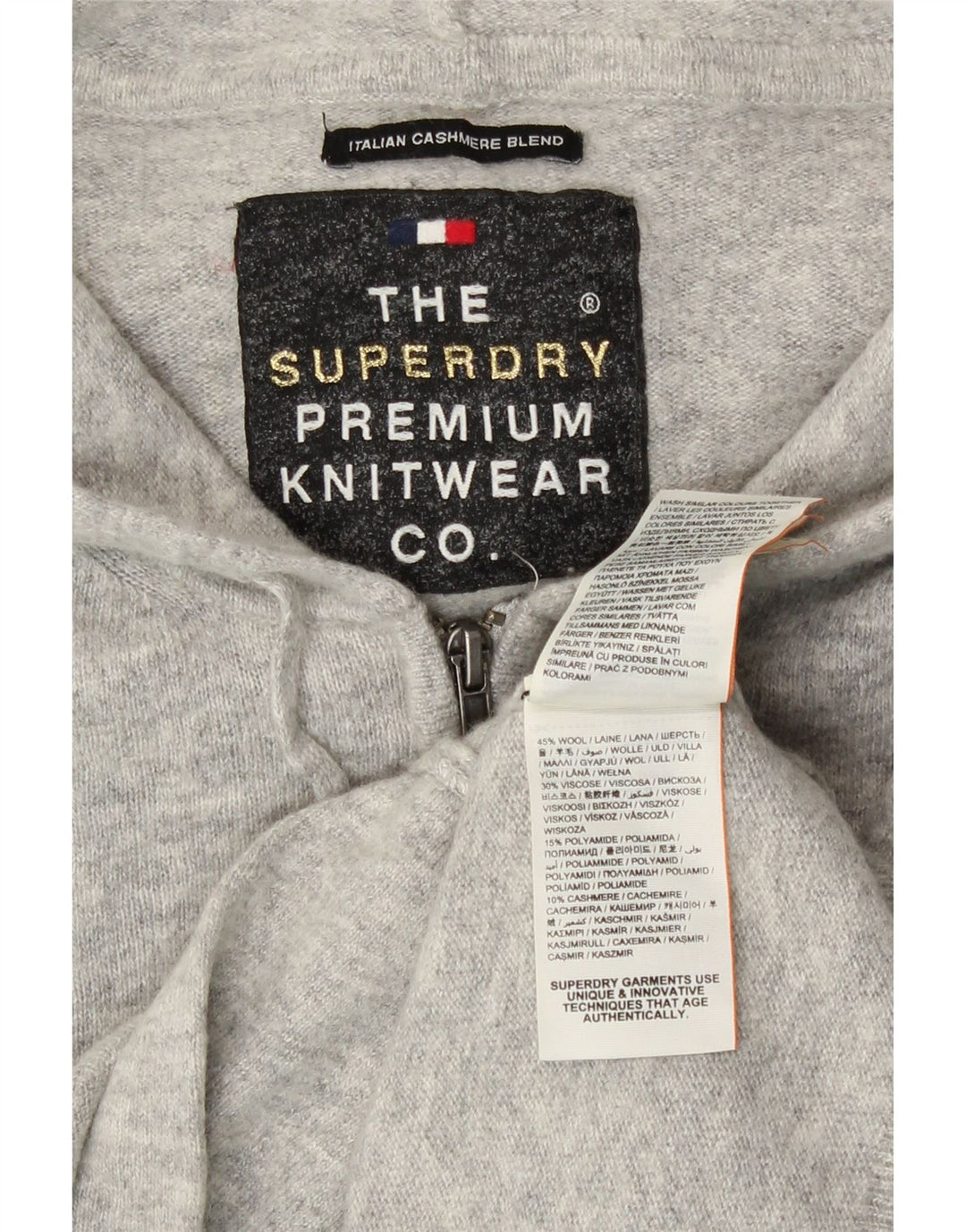 Superdry Suéter tipo cárdigan con capucha para mujer Reino Unido 44 Lana gris medio