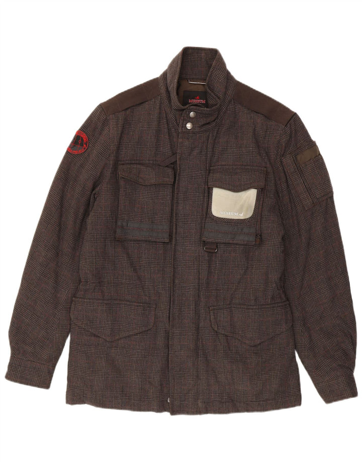 Chaqueta cortavientos para hombre Museum UK 40 Large Brown Houndstooth Cotton