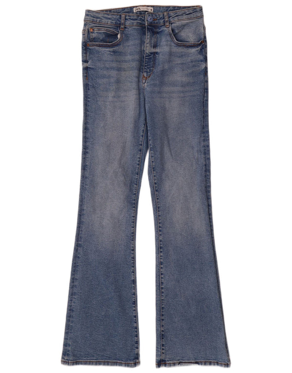 Zara Jeans Acampanados De Cintura Alta Para Mujer EU 42 Large W32 L34 Azul