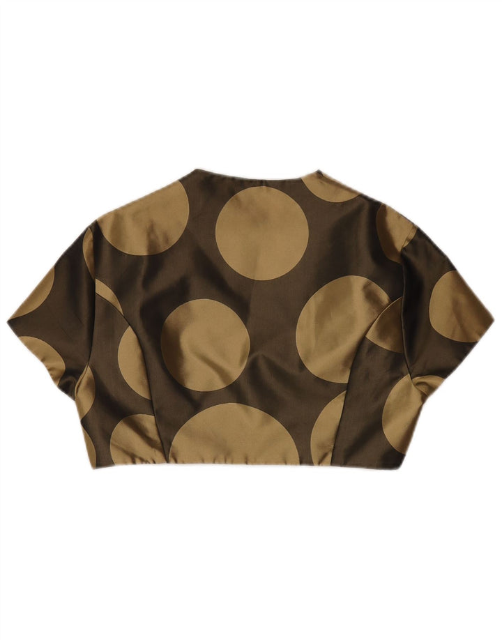 Debut Top Bolero de manga corta para mujer UK 44 Poliéster geométrico caqui medio