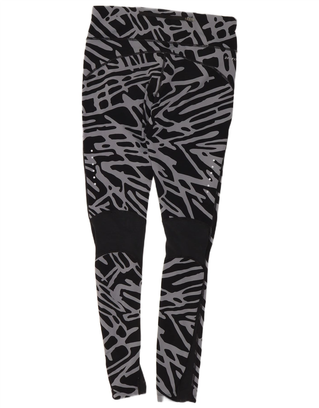 Nike Leggings Dri Fit para mujer con patrón abstracto, talla M, nailon negro