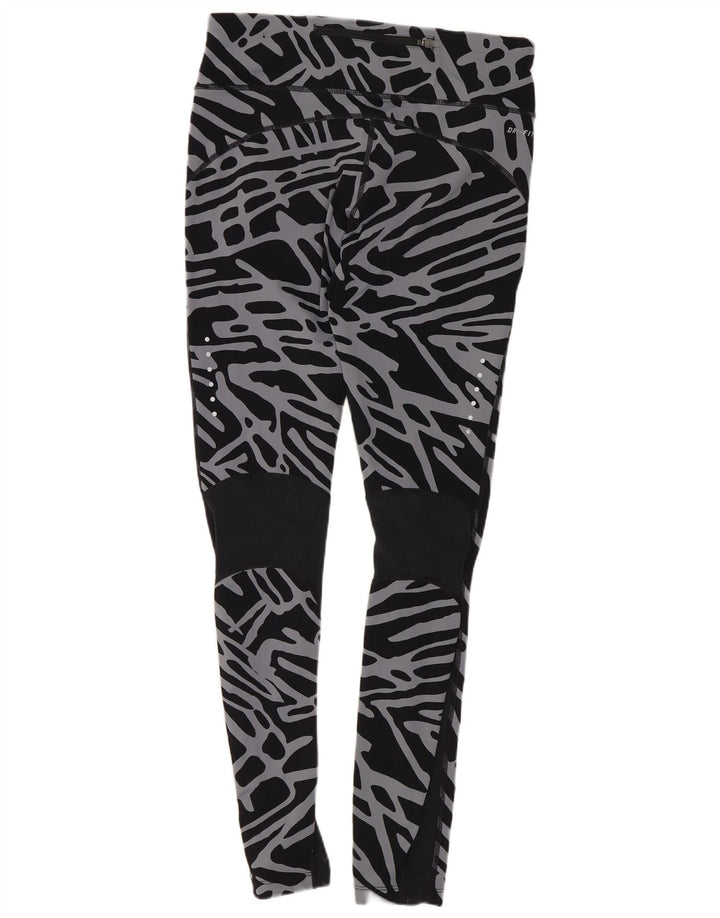 Nike Leggings Dri Fit para mujer con patrón abstracto, talla M, nailon negro