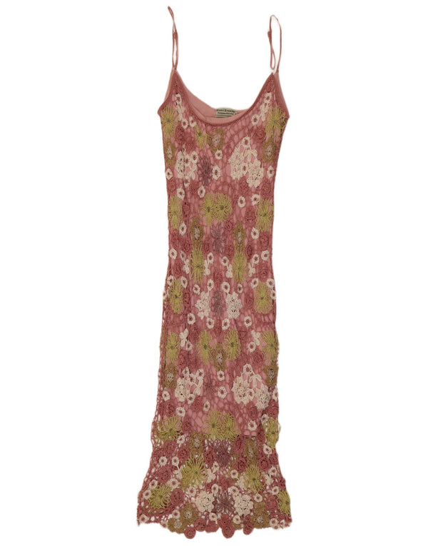 Claire Kennedy Vestido largo de ganchillo para mujer US 2 XS Rosa Floral