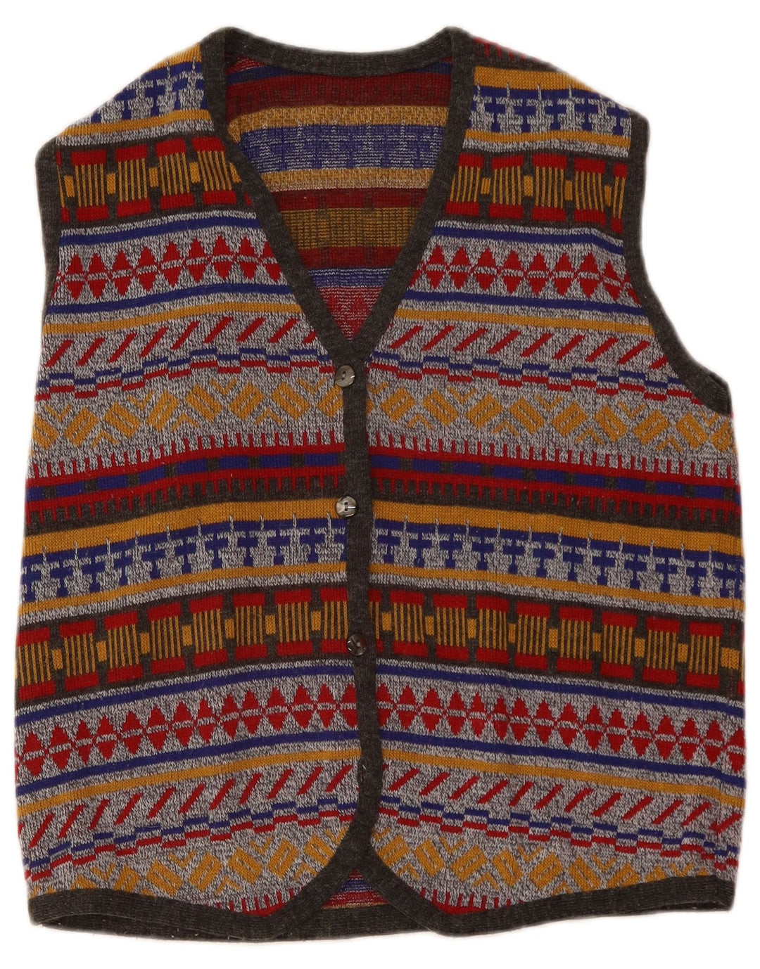 VINTAGE Chaleco de Mujer Reino Unido 16 Grande Multicolor Fair Isle