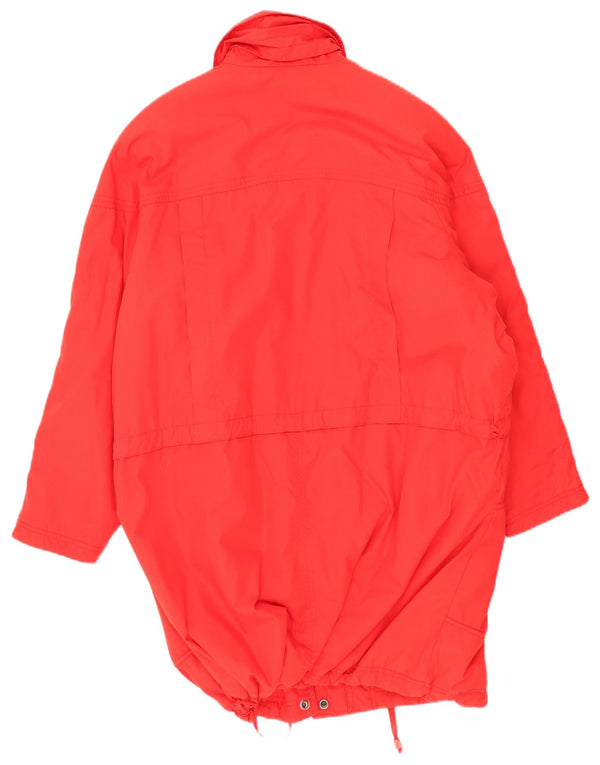 Vintage mujer acolchado abrigo Reino Unido 22 3XL poliéster rojo