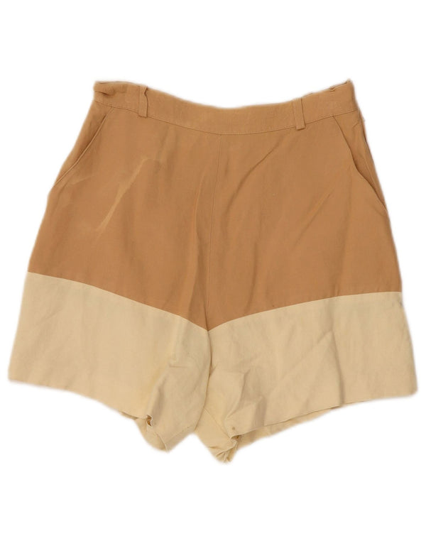 Max & Co. Pantalones cortos casuales de cintura alta para mujer UK 10 Small W24 Marrón Colorblock