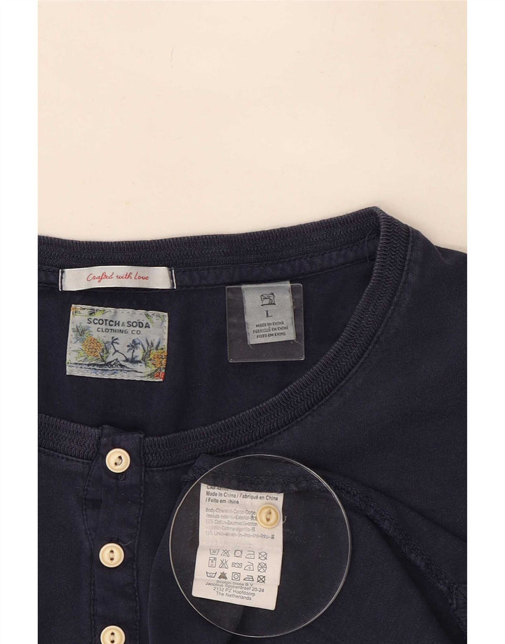 Scotch & Soda Hombre Top Manga Larga Grande Algodón Azul Marino