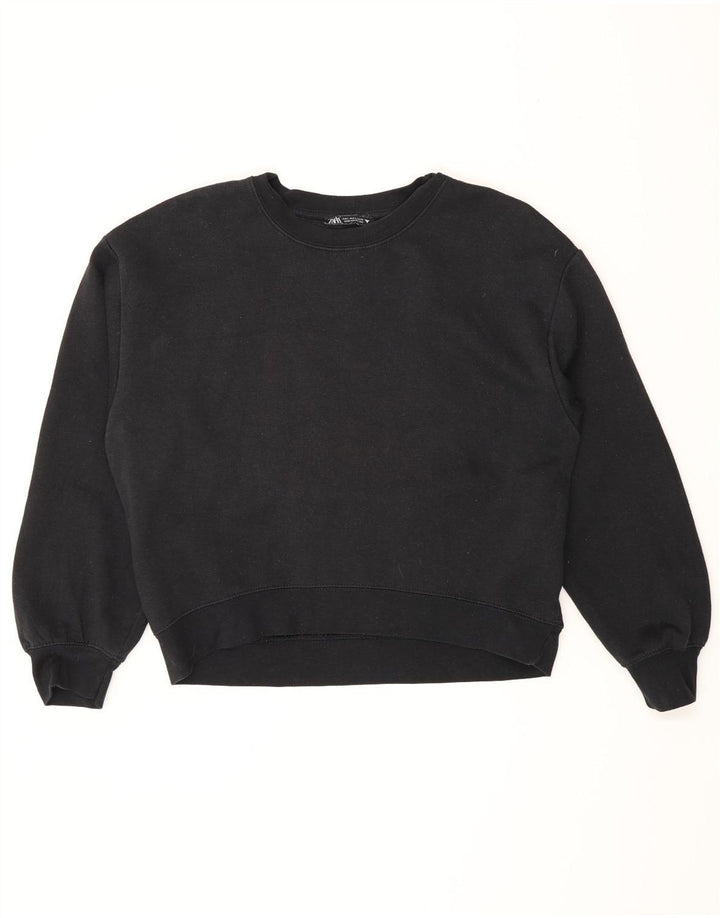 Zara Mujer Sudadera Jumper UK 46 Grande Algodón Negro