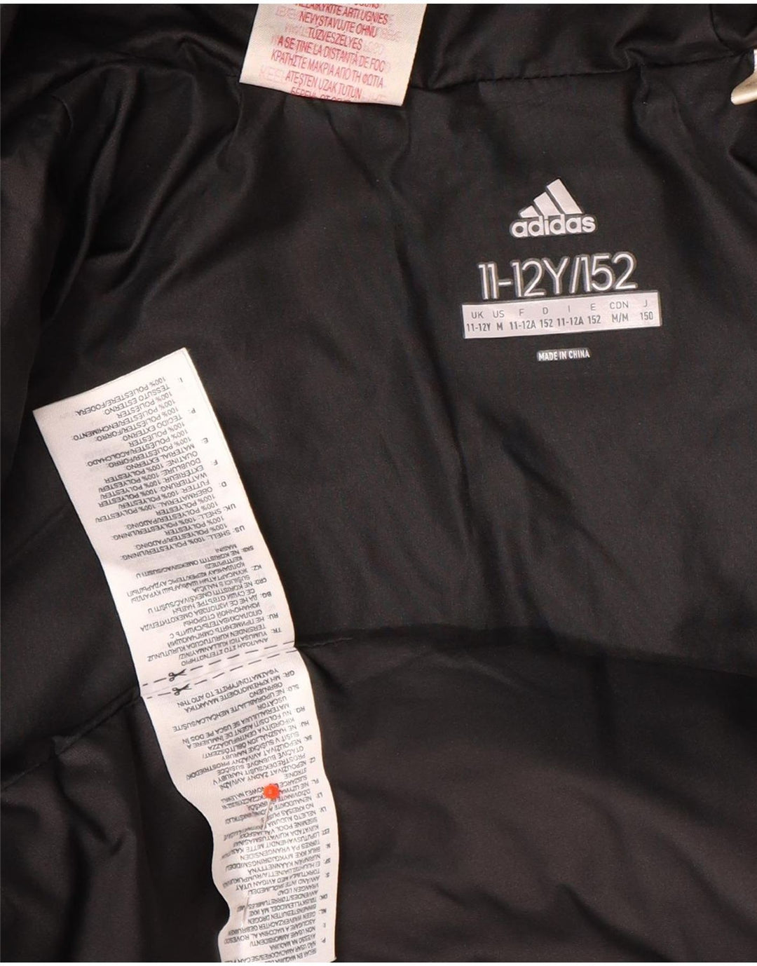 Adidas Chaqueta acolchada con capucha para niño 11-12 años Negro Poliéster