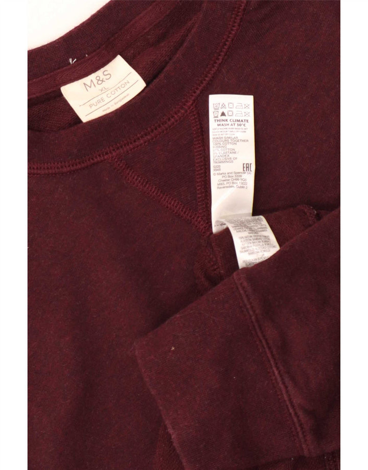 Marks & Spencer Hombre Sudadera Jumper XL Borgoña Algodón
