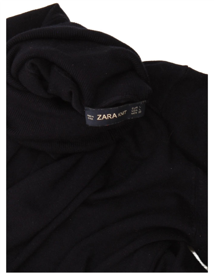 Zara Jersey con cuello vuelto para mujer, talla 44, talla grande, azul marino