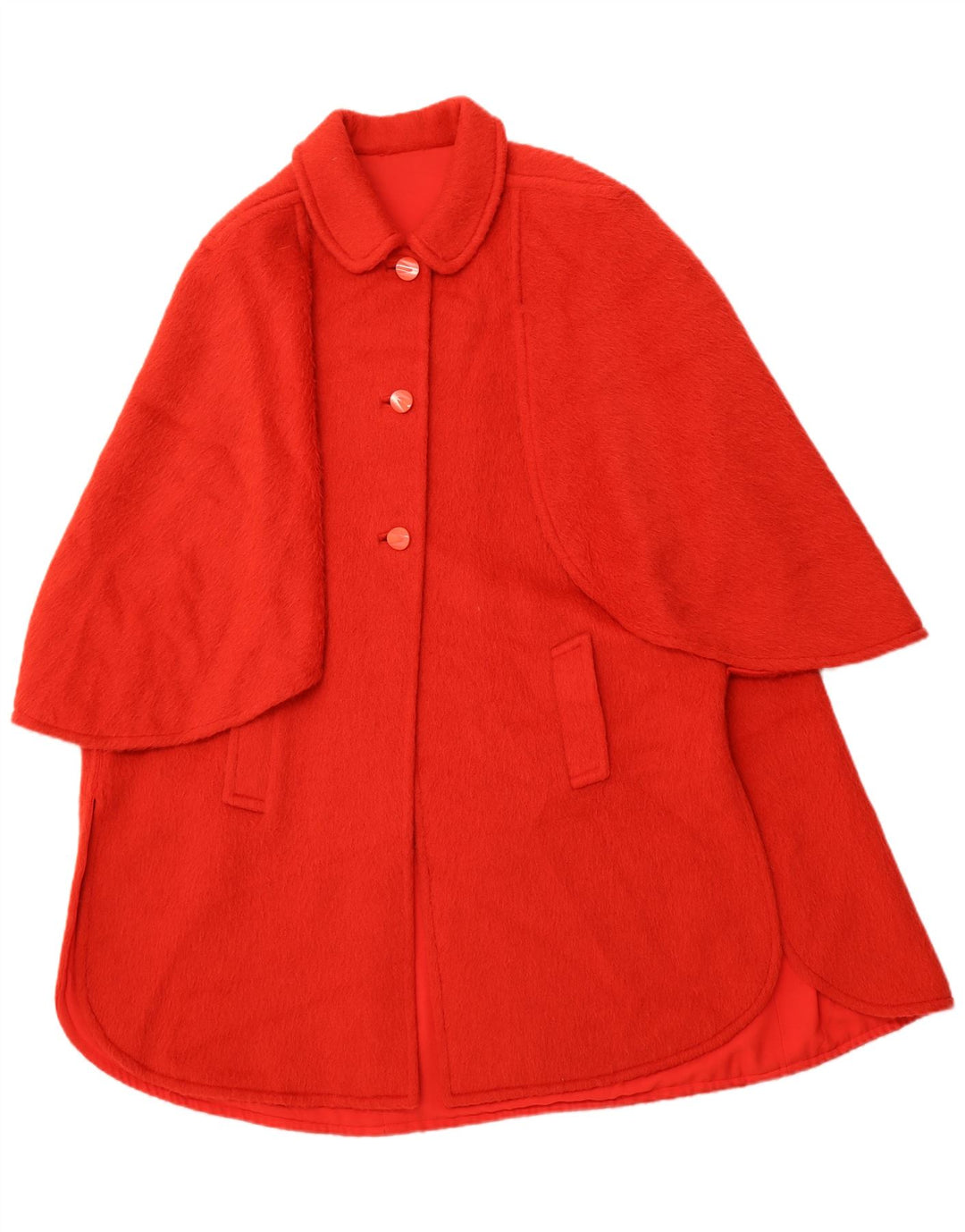 Vintage Mujer Poncho Abrigo Un Tamaño Rojo