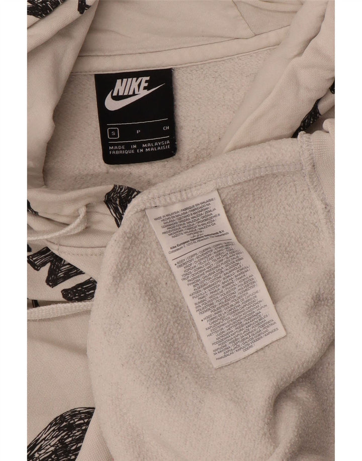 Nike Jersey con capucha y estampado gráfico para hombre, talla pequeña, de algodón blanco roto