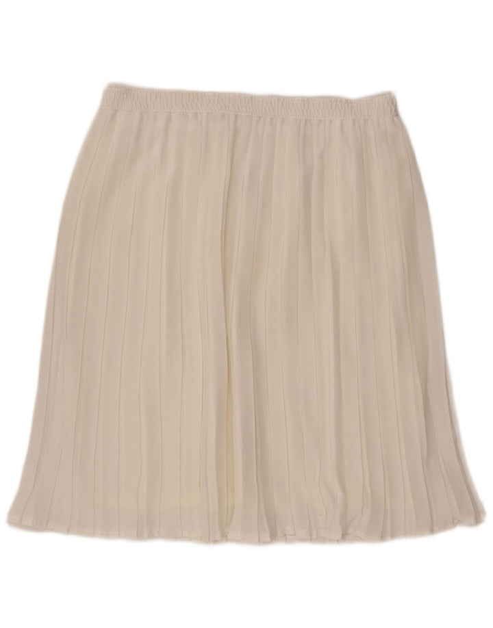 Falda plisada vintage para mujer W36 XL de poliéster blanco