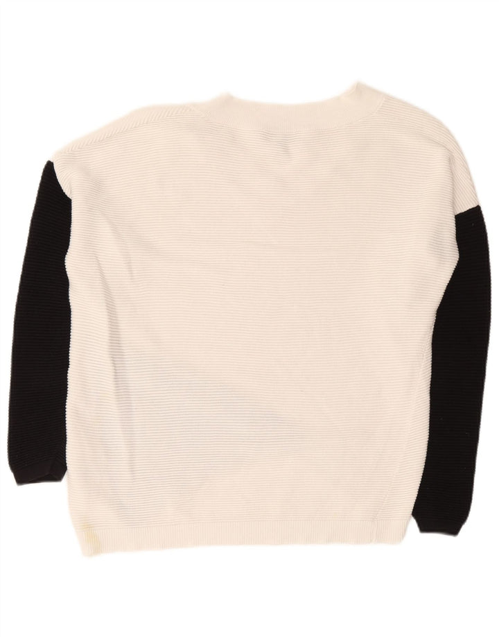 Phase Eight Suéter tipo jersey con cuello en V para mujer UK 10 Small White Colourblock