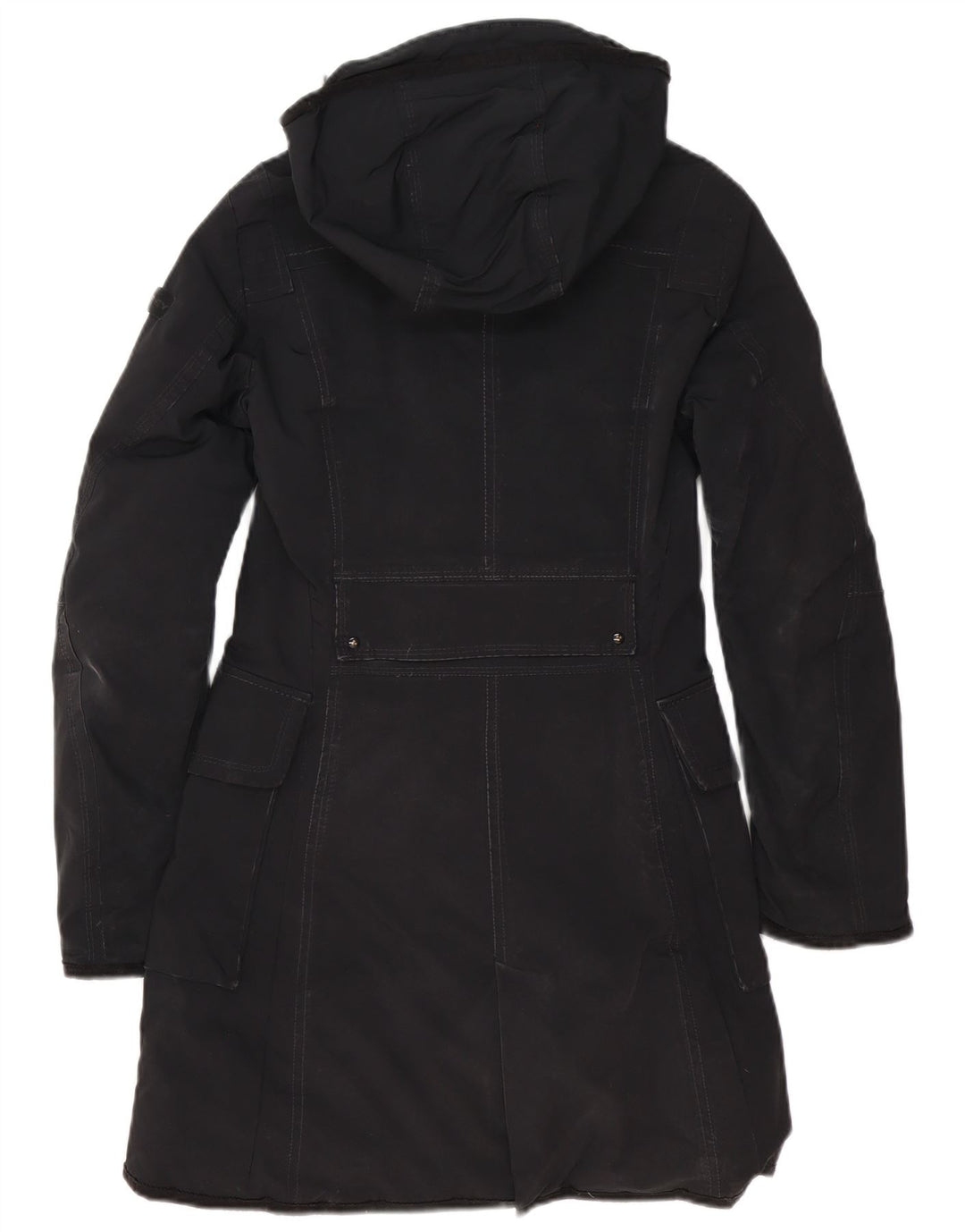 PEUTEREY Abrigo acolchado con capucha para mujer IT 42 Poliéster negro mediano