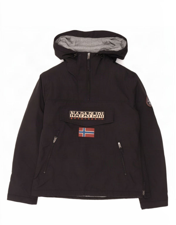 Napapijri Chaqueta anorak con capucha y gráfico geográfico para hombre UK 42 XL Nylon negro