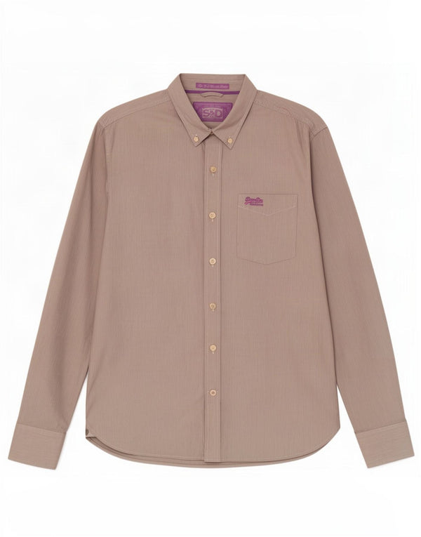 Camisa Superdry para hombre XL de algodón con rayas diplomáticas grises