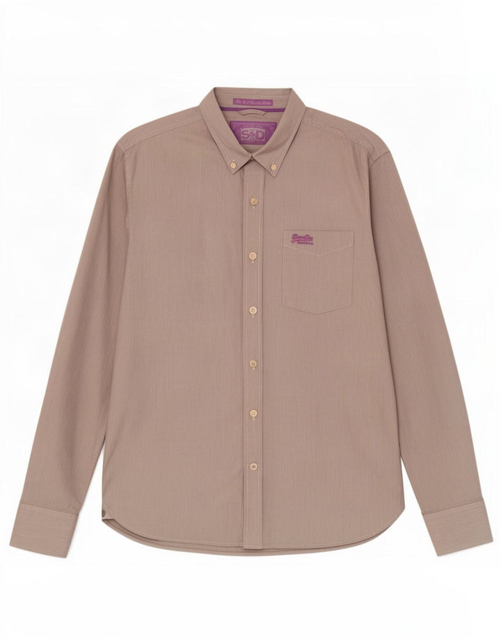 Camisa Superdry para hombre XL de algodón con rayas diplomáticas grises