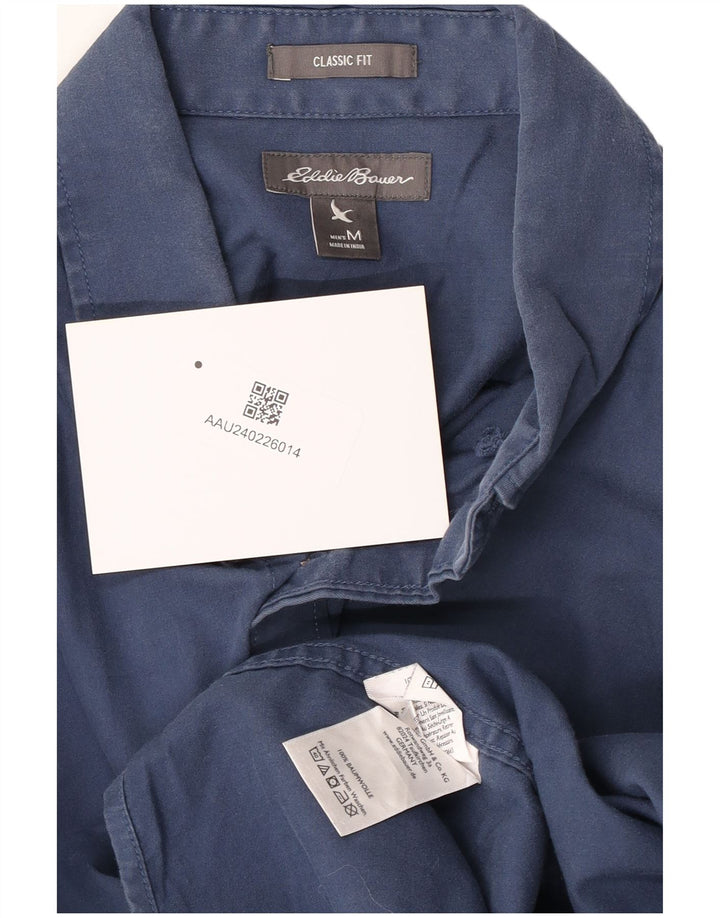 Eddie Bauer Camisa de corte clásico para hombre de algodón azul medio
