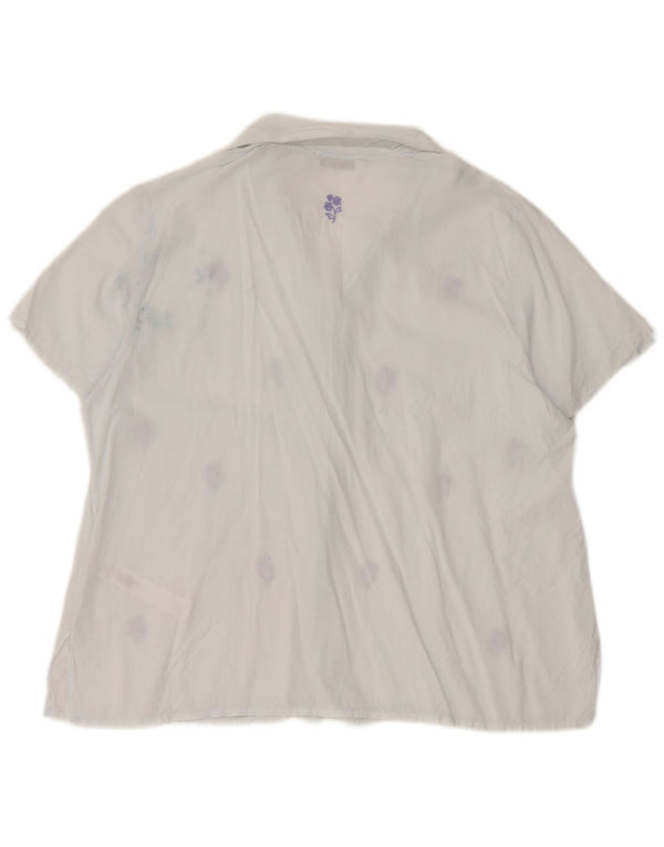 Marks & Spencer Camisa de manga corta para mujer UK 42 Algodón floral azul medio