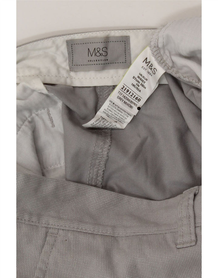 Marks & Spencer Pantalones cortos chinos para hombre W38 XL Algodón gris