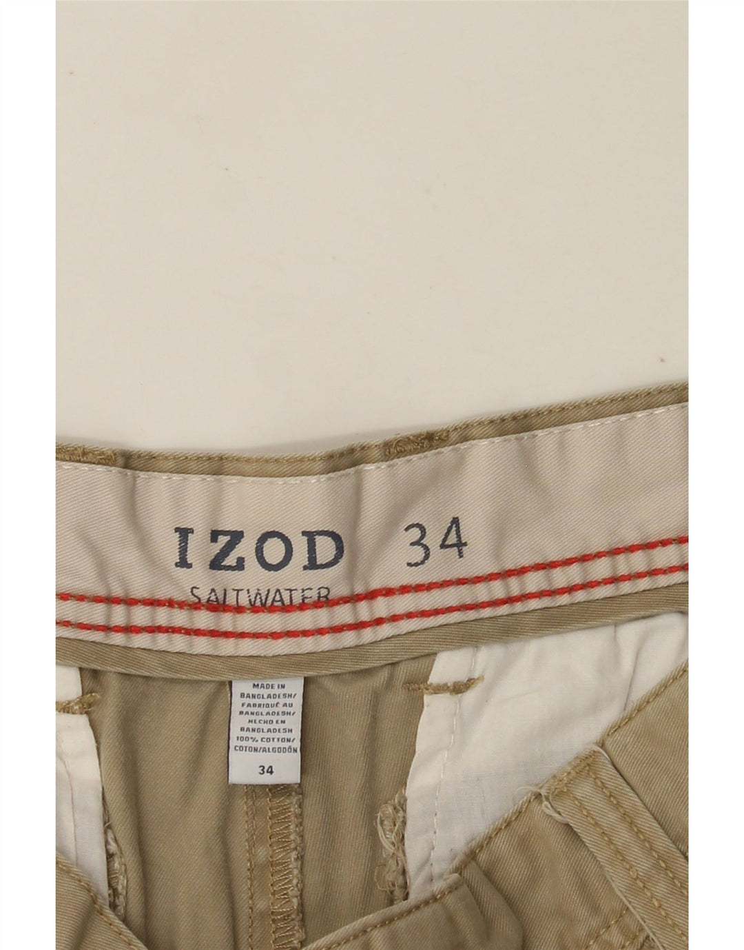 IZOD Pantalones cortos cargo de agua salada para hombre W34 Algodón beige grande
