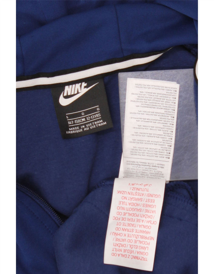 NIKE Sudadera con capucha y cremallera para niños, talla grande, color azul marino, 12-13 años