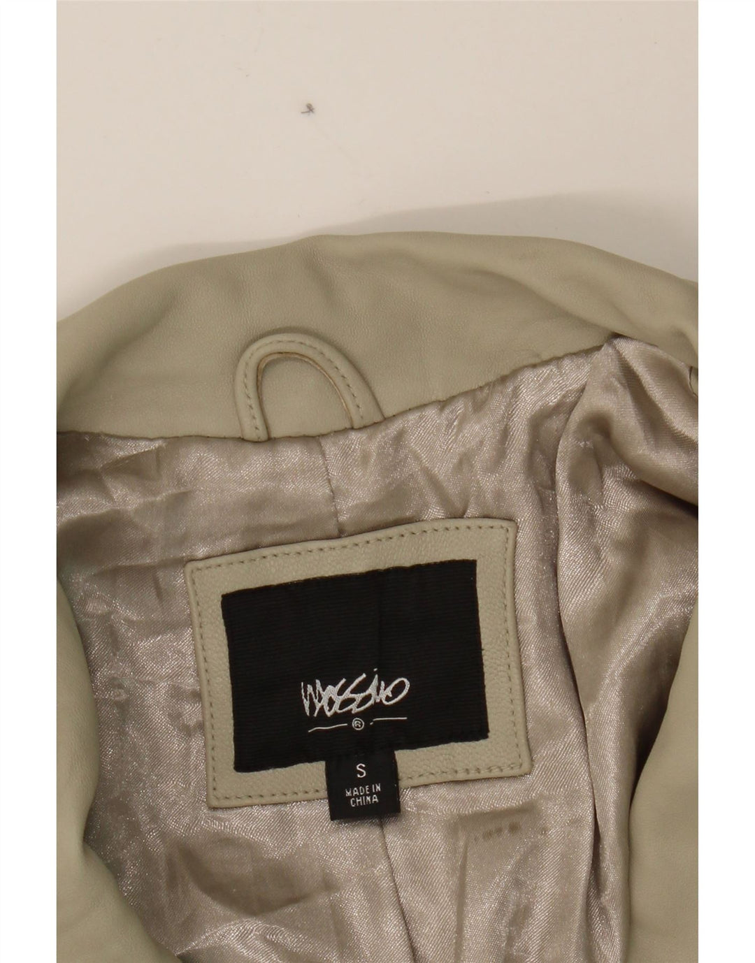 MOSSIMO Womens Leather Bomber Jacket UK 10 Small Grey Leather Vintage Mossimo and Second-Hand Mossimo from Messina Hembry 