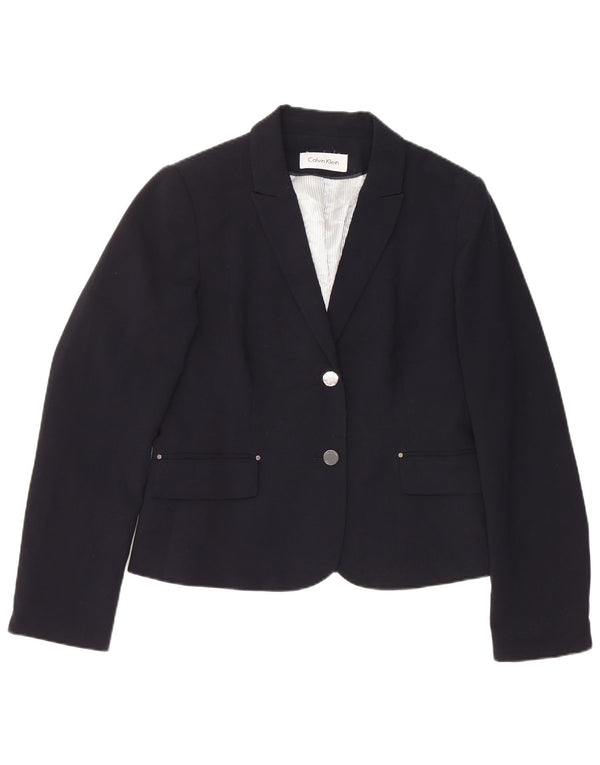 CALVIN KLEIN Chaqueta tipo blazer de 2 botones para mujer UK 44 Azul marino mediano