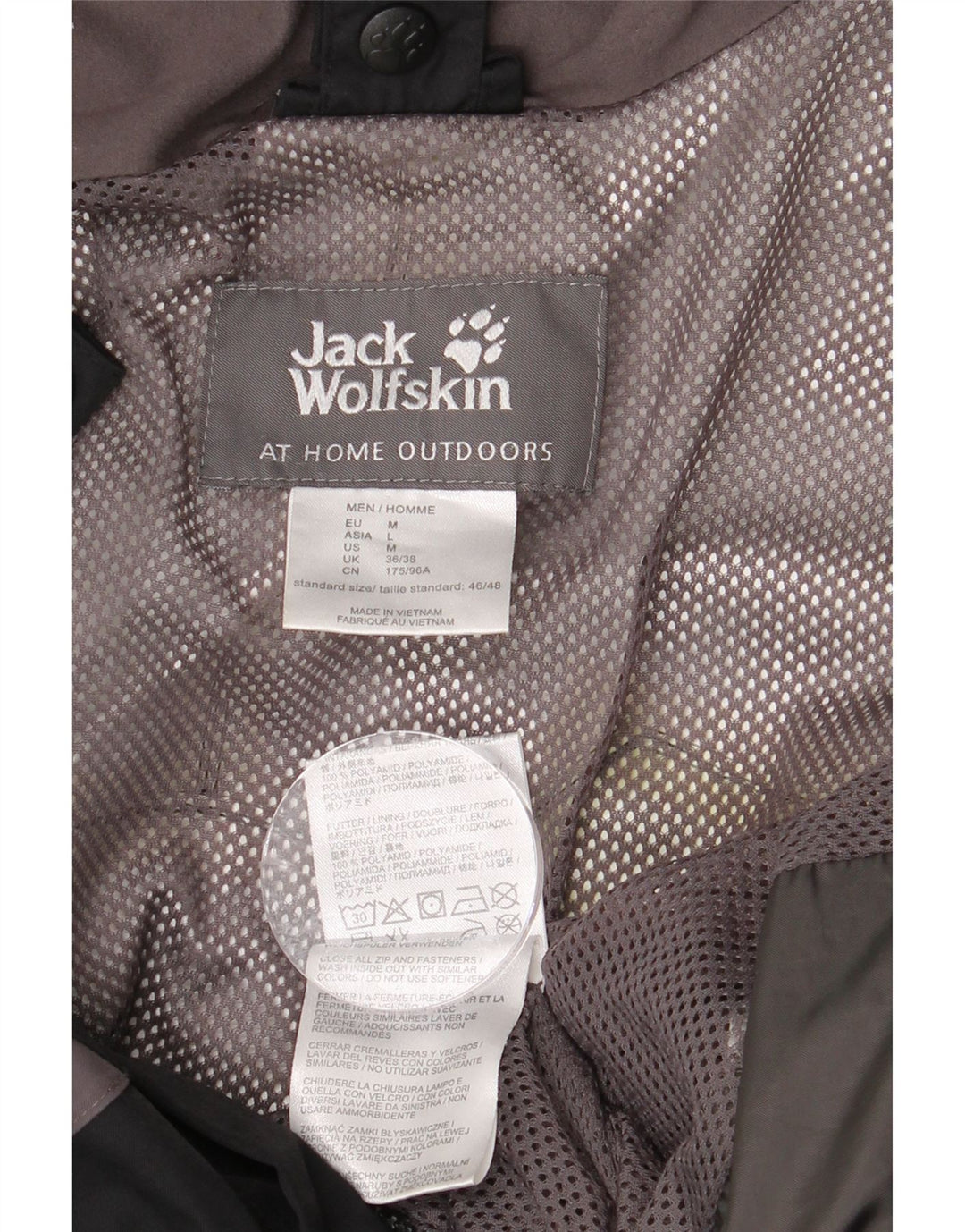 JACK WOLFSKIN Chaqueta impermeable con capucha para hombre UK 36/38 Medium Black Colourblock