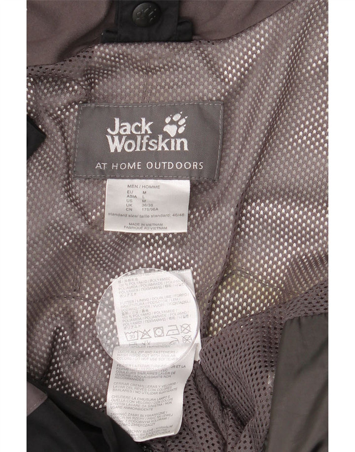 JACK WOLFSKIN Chaqueta impermeable con capucha para hombre UK 36/38 Medium Black Colourblock